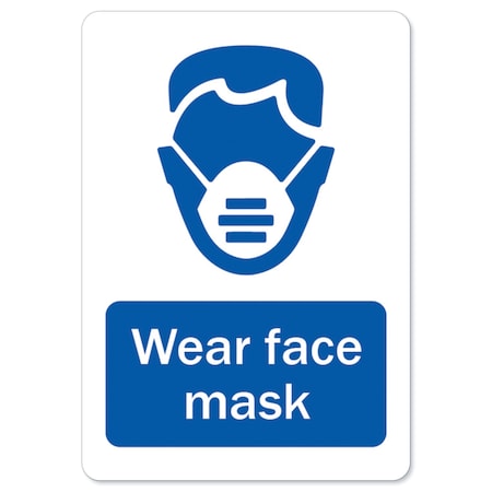 Public Safety Sign, Wear Face Mask, 36in X 48in Peel And Stick Wall Graphic